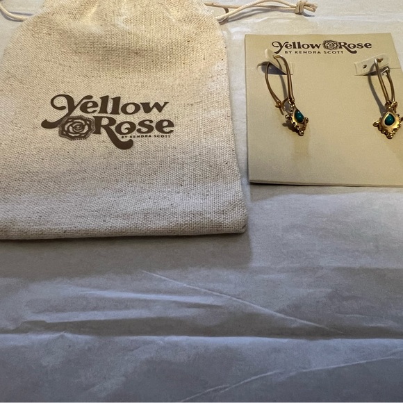 NWT Yellow Rose by Kendra Scott Earrings Gold Turquoise - Picture 3 of 3